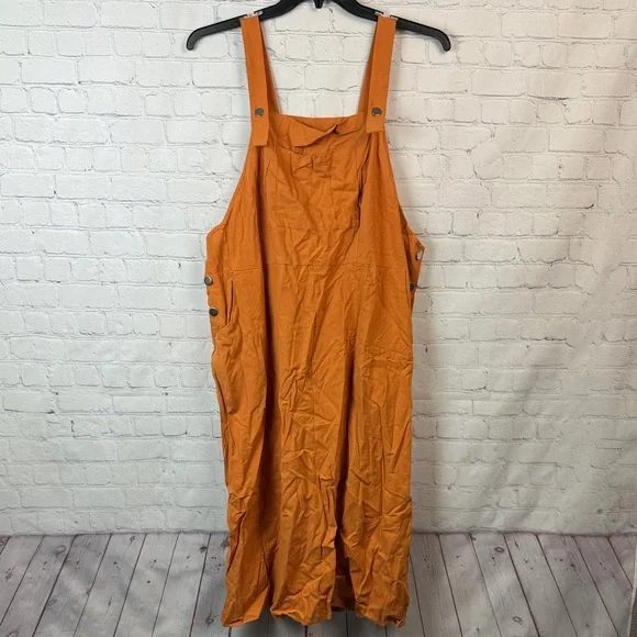 BloomChic Orange Midi Pinafore Dress Plus Size 2X - Picture 2 of 7